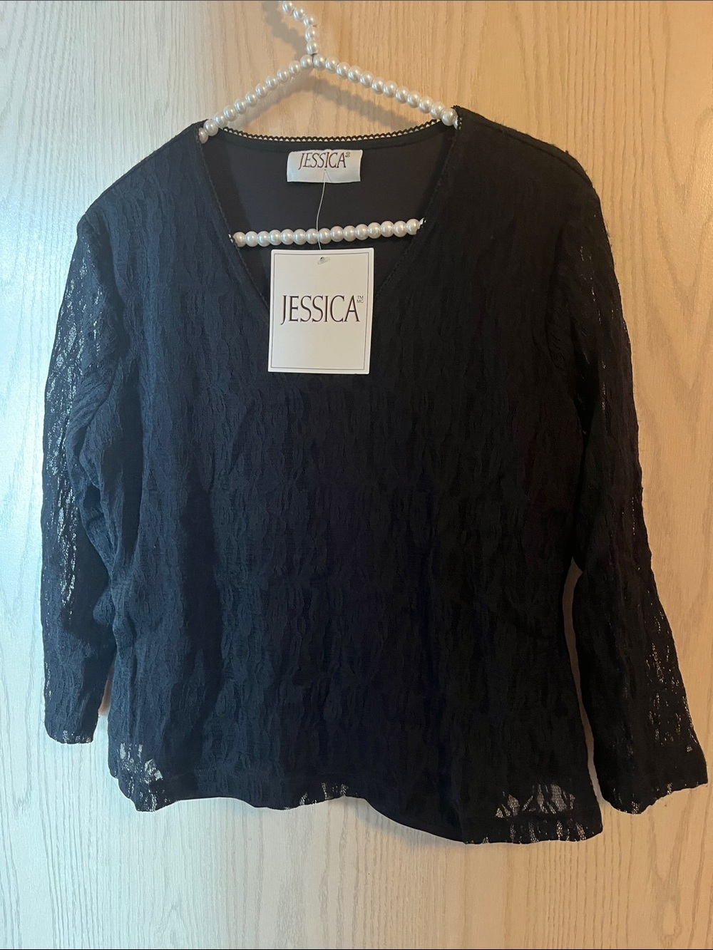 Jessica Black Lace V-Neck Blouse